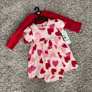 Carter’s Valentine’s Baby 0-3 Month Dress/Cardigan Outfit